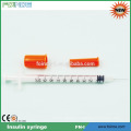 plastic orange cap disposable insulin syringe with needle